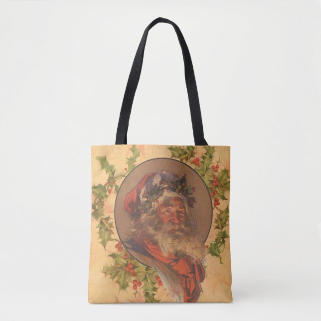 Leyendecker Tomte Antik Viktoriansk Tygkasse (Framsida)