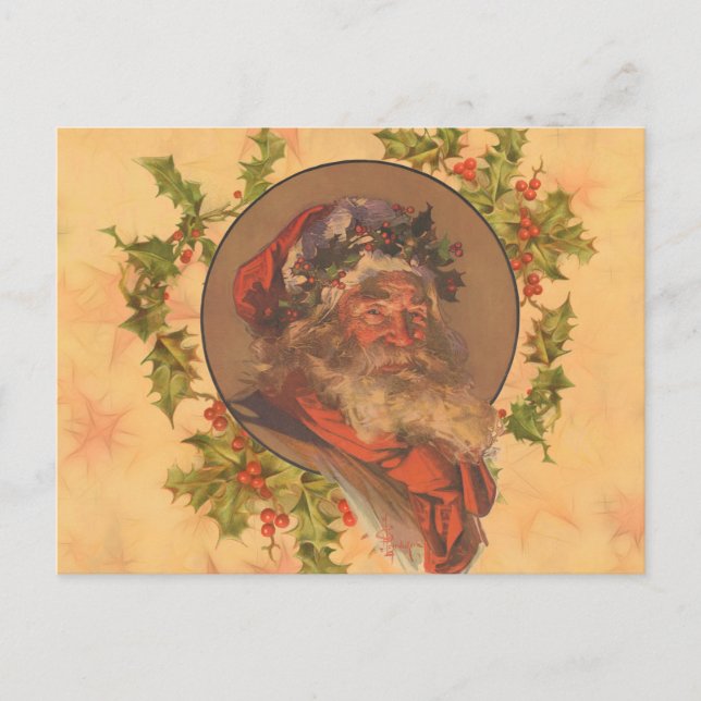 Leyendecker Tomte Antik Viktoriansk Vykort (Framsida)
