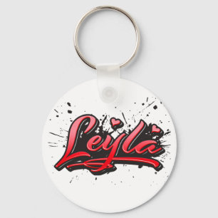 Leyla red Heart Graffiti Schlüsselanhänger Nyckelring
