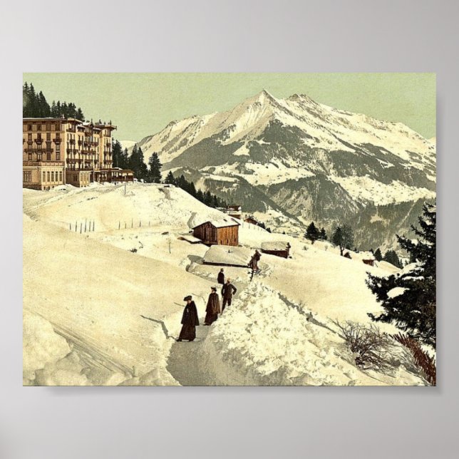 Leysin, sanatoriet och Chaussy på vintern, Nand Poster (Framsidan)