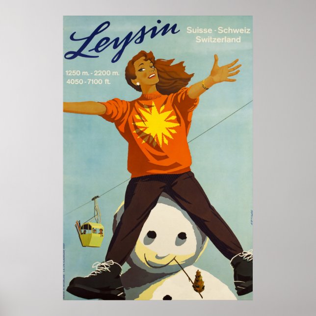 Leysin,Schweiz,Ski-Poster Poster (Framsidan)