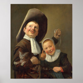 Leyster - en pojke och en flicka med ett katt och  poster