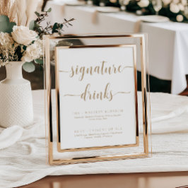 Leyton Guld Modern Minimal Namnteckning Drinks-tec Poster