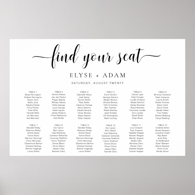 Leyton minimal 12 Bord-sätesdiagram Poster (Framsidan)