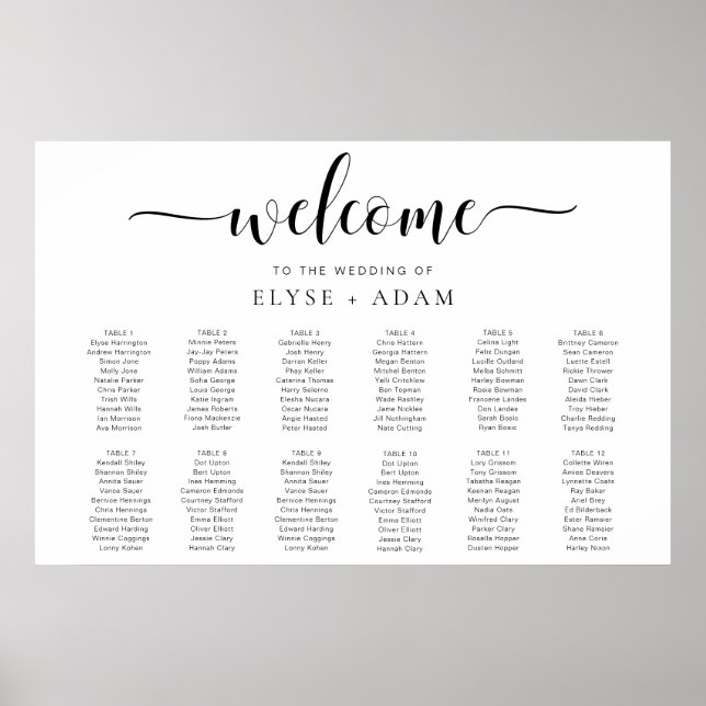 Leyton Modern Minimal 12 Bord-säten Poster (Framsidan)