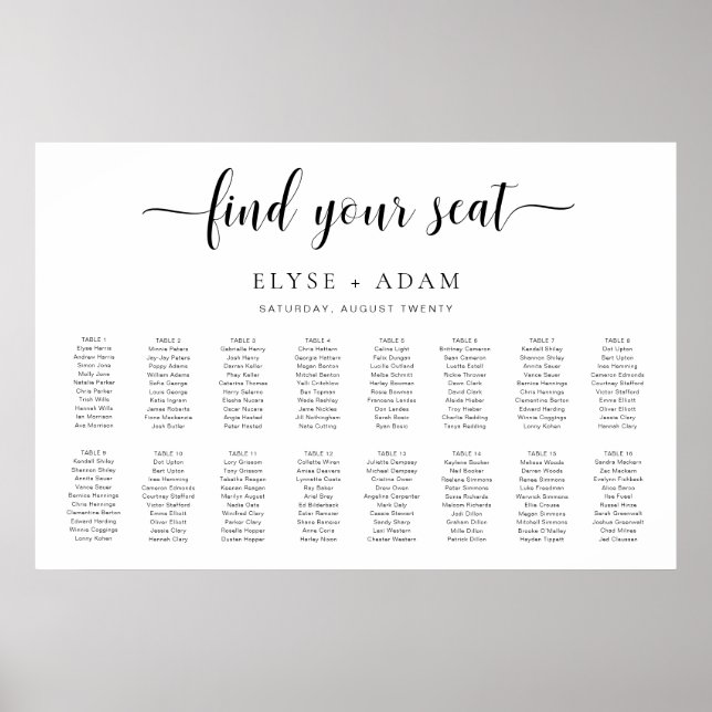 Leyton Modern Minimal 16 Bord-säten Poster (Framsidan)