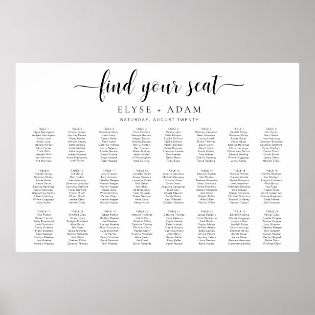 Leyton Modern Minimal 24 Bord säten Poster (Framsidan)