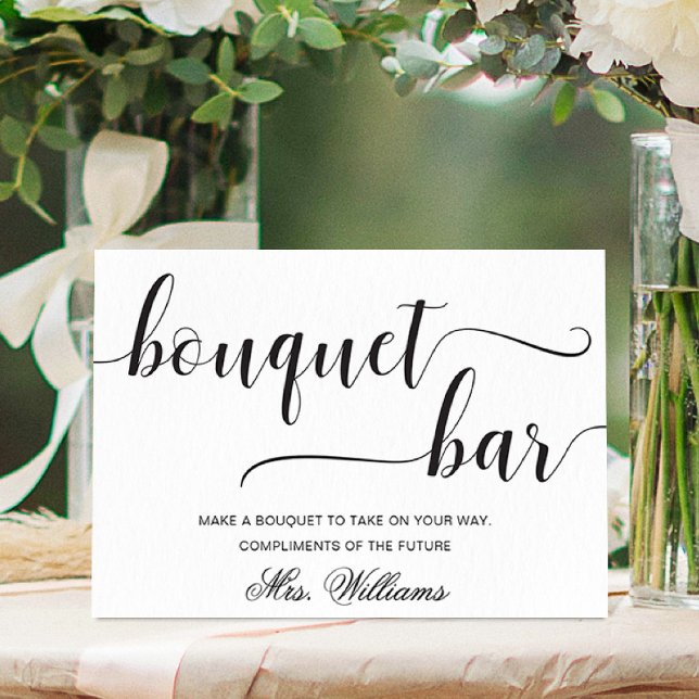 Leyton Modern Minimal Bouquet Pub-tecken Poster (Bouquet Bar Sign Leyton )