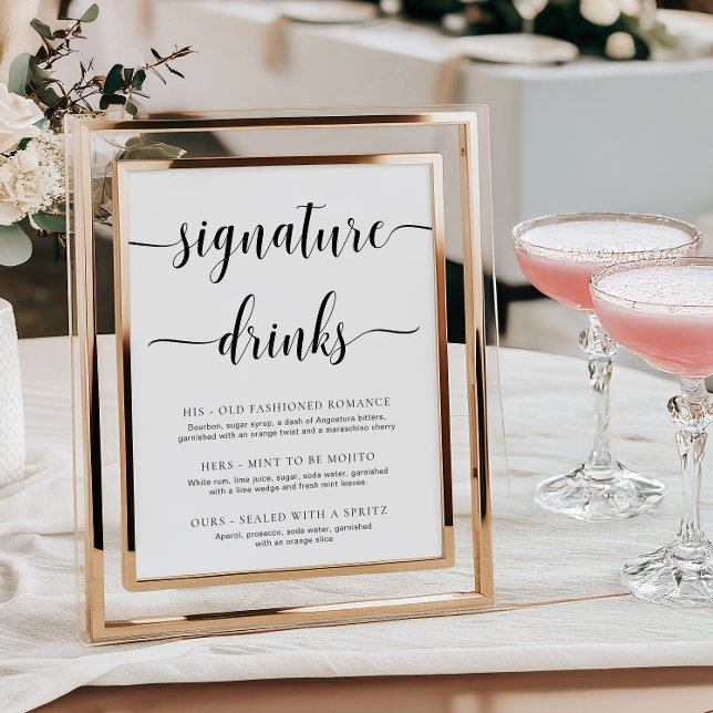 Leyton Modern Minimal Namnteckning Drinks-tecken Poster (Skapare uppladdad)