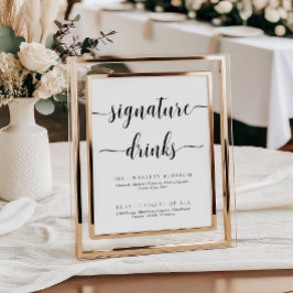 Leyton Modern Minimal Namnteckning Drinks-tecken Poster