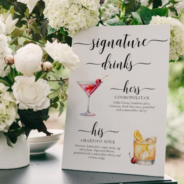 Leyton Modern Minimal Namnteckning Drinks-tecken Poster (Skapare uppladdad)