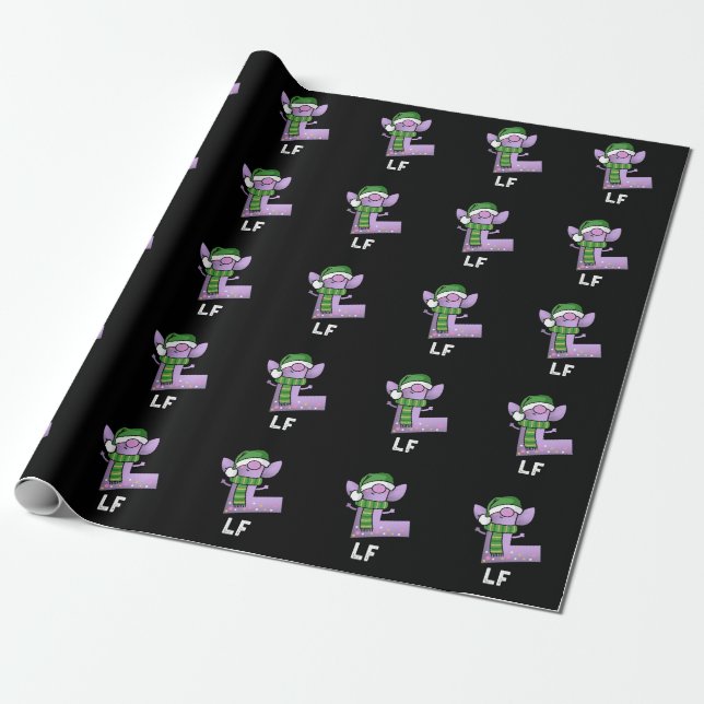 Lf Roligt Bokstav L Puns Mörk BG Presentpapper (Utrullad)