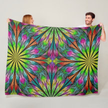 Lg Blommigt Fractal Fleece Blanket