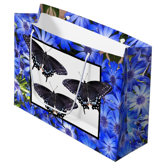 Lg Gift Bag 3 Black Swallowtails (Framsidan Vinklad)