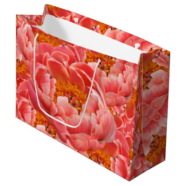 Lg Gift Bag Coral Peony (Framsidan Vinklad)