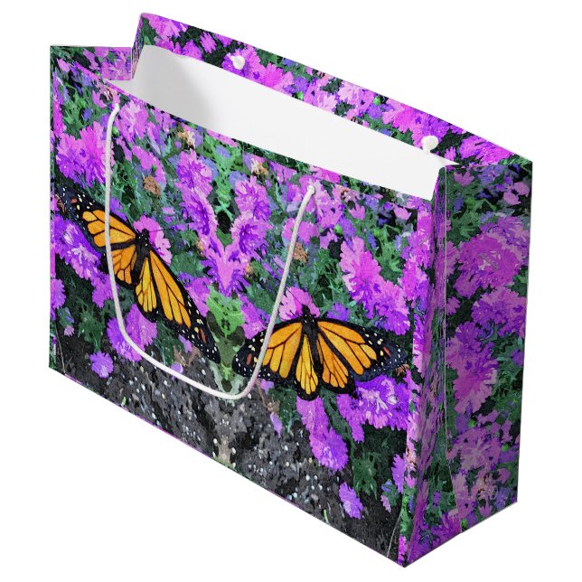 Lg Gift Bag Monarch på Asters (Framsidan Vinklad)