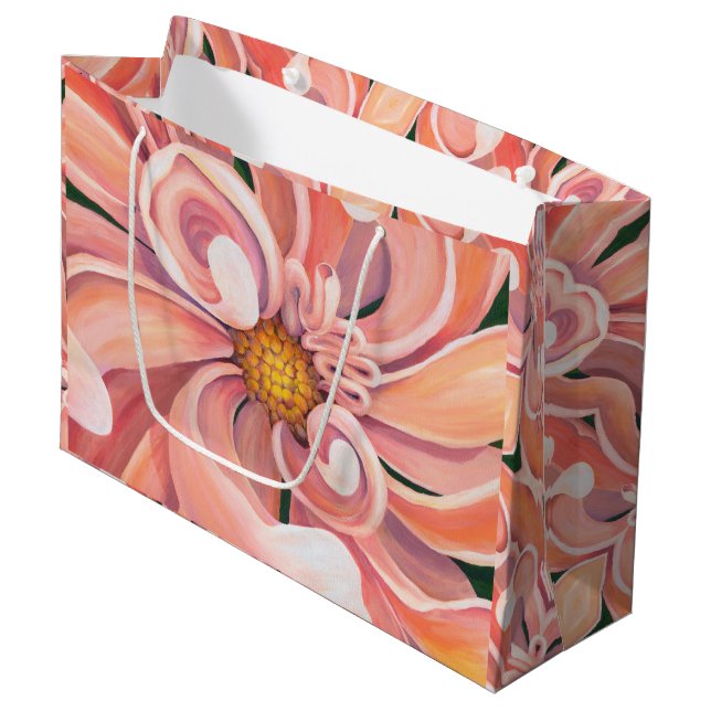 Lg Gift Bag Peachy Dahlia (Framsidan Vinklad)