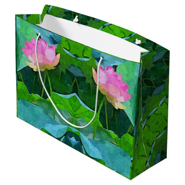 Lg Gift Bag Rosa Lotus Abstrakt (Baksidan Vinklad)