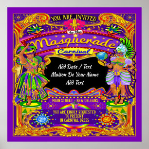 Lg. MasqueraMardi Gras Carnival Poster - Tema