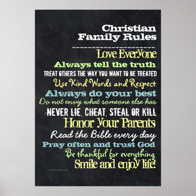 Lg Personlig Christian Family Regler House-tecken Poster (Framsidan)