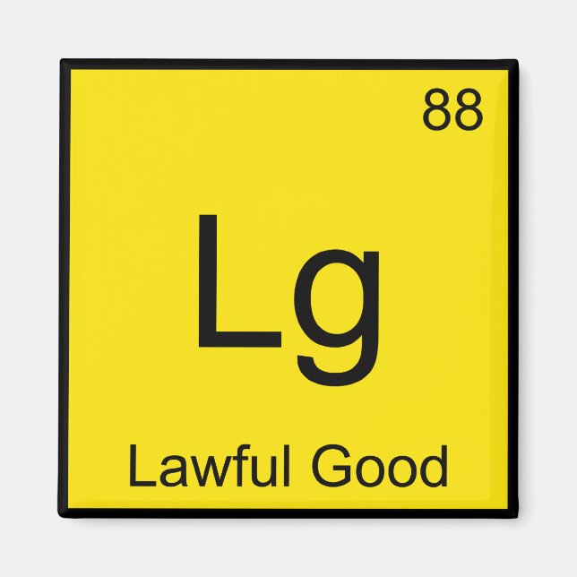 Lg - Rättvist God Kemiskt Element Symbol Rollig T Magnet (Framsidan)