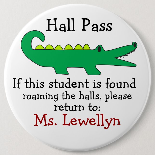 Lg. School Hall Pass/Button by SRF Knapp (Framsida)