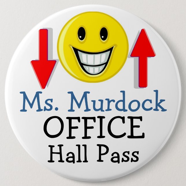 Lg. School Hall Pass/Button by SRF Knapp (Framsida)