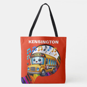 Lg. SO CUTE SCHOOL BUSS - se Tillbaka - Tote Tygkasse