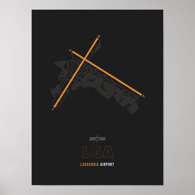 LGA - LaGuardia Airport Runway Diagram Art Poster (Framsidan)