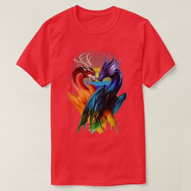 LGB Dragon Heart Rainbow Heart Dragon LGB-Pride  T Shirt (Design framsida)