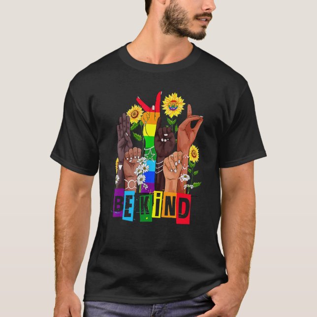LGB-Pride Månad och solrosa vara vänligt tecken La T Shirt (Framsida)