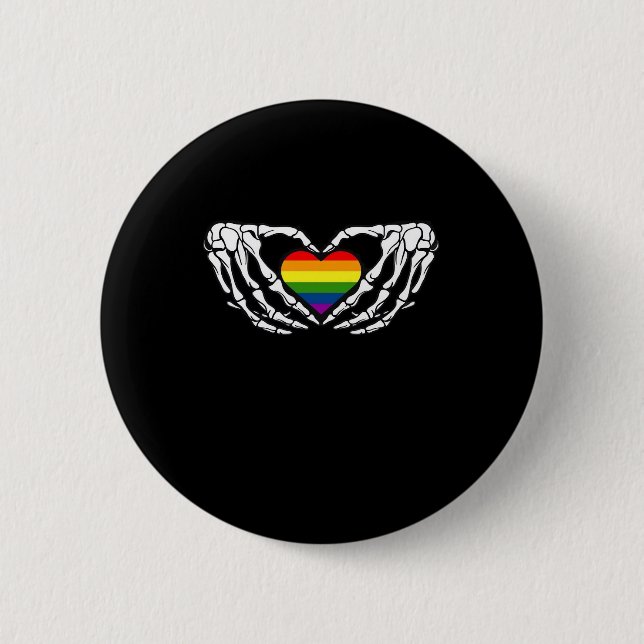 LGB Pride Skeleton Halloween Goth Heart Classic Knapp (Framsida)