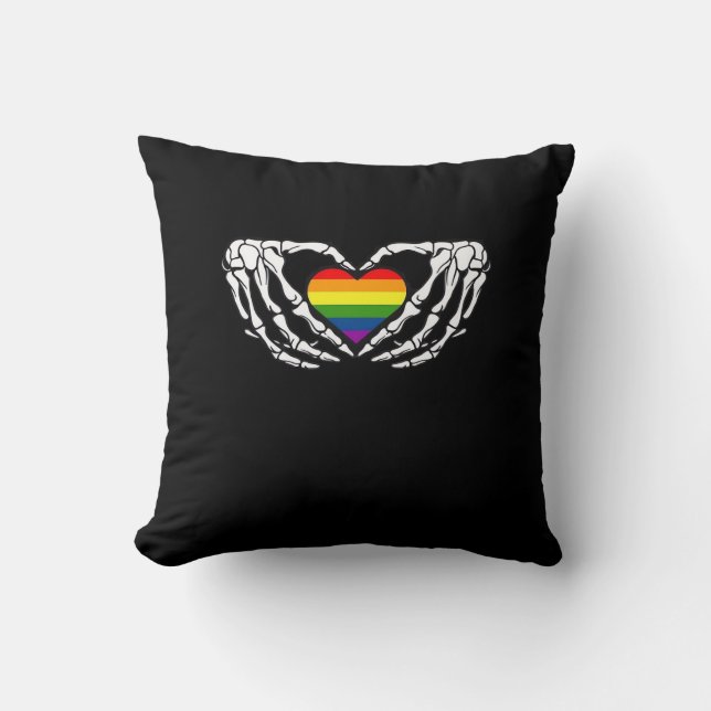 LGB Pride Skeleton Halloween Goth Heart Classic Kudde (Framsida)