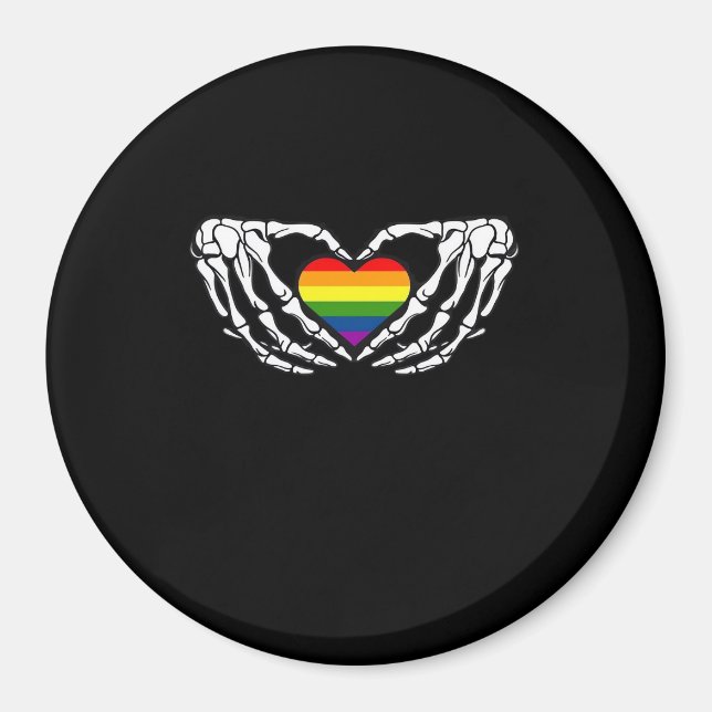 LGB Pride Skeleton Halloween Goth Heart Classic Magnet (Framsidan)