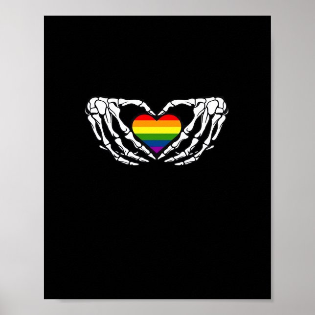 LGB Pride Skeleton Halloween Goth Heart Classic Poster (Framsidan)