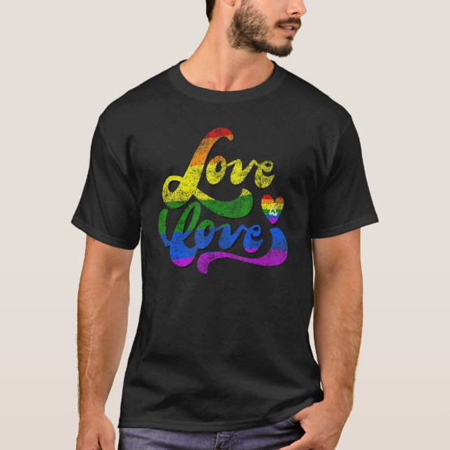 LGB-stöd för regnbåge Pridet Kärlek är Kärlek Lesb T Shirt (Framsida)