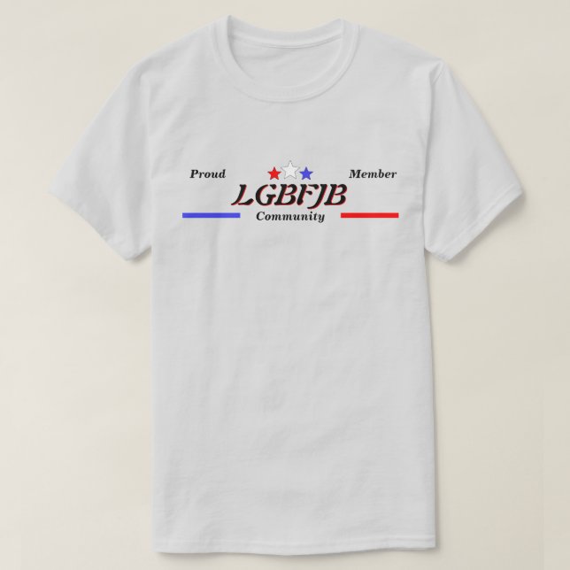 LGBFJB:s Rött vitt blått stjärnor LT T Shirt (Design framsida)