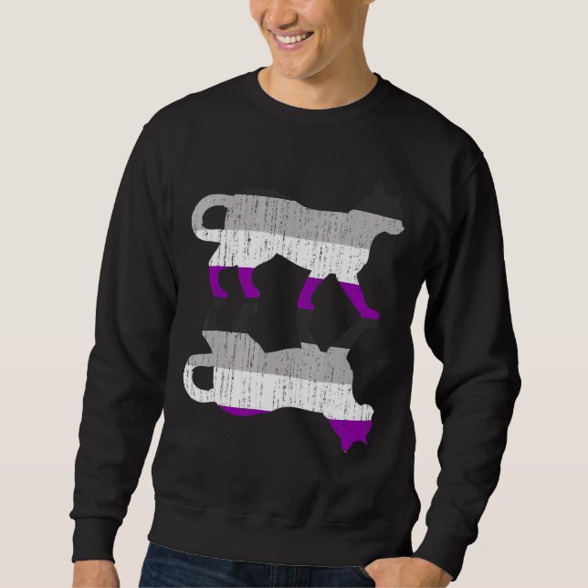 Lgbt Ace Pride Asexuality Flagga Pet Animal Cat Qu Lång Ärmad Tröja (Framsida)