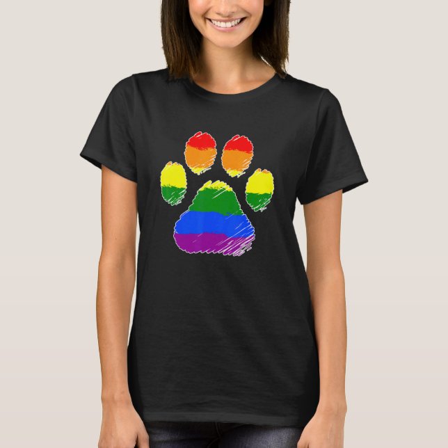 Lgbt Allies Hårig Pride Rainbow Furdress Hund Tass T Shirt (Framsida)