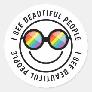 Lgbt Ally Bevackra People Quote & Rainbow Glasses Runt Klistermärke