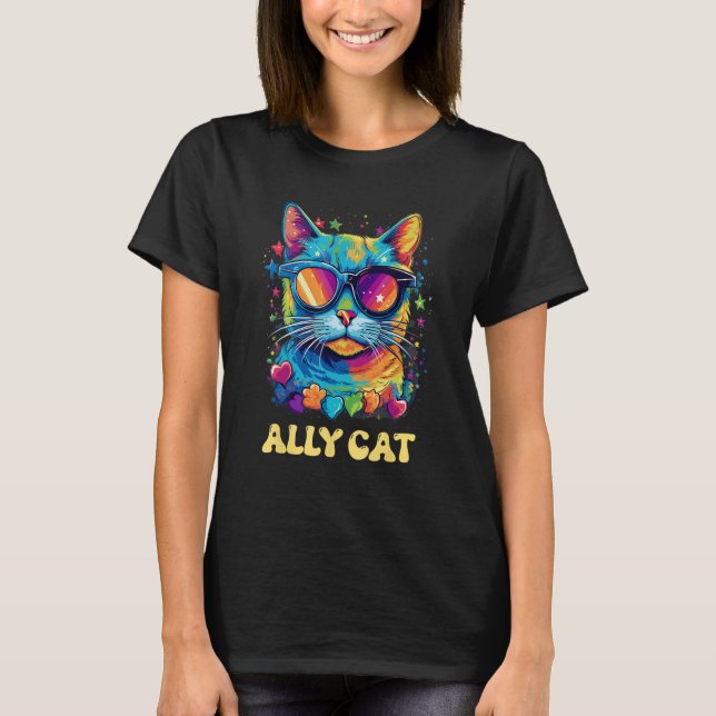 LGBT Ally Cat Be Gay Rainbow LGBTQ 1 T Shirt (Framsida)
