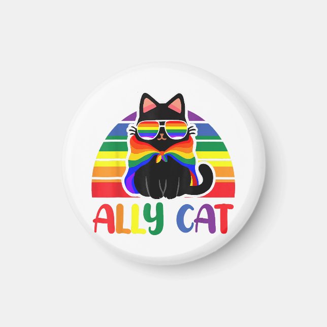 LGBT Ally Cat Be Kind Gay Rainbow Funny HGBTQ-Flag Magnet (Framsidan)