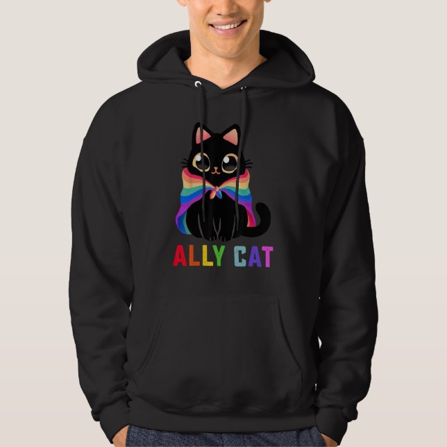 LGBT Ally Cat Be Kind Gay Rainbow  LGBTQ 1 Hoodie (Framsida)