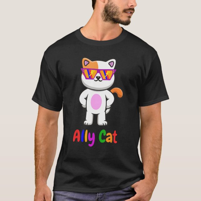 LGBT Ally Cat Be Kind Gay Rainbow  LGBTQ  Idea T Shirt (Framsida)
