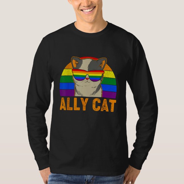 LGBT Ally Cat Be Kind Gay Rainbow  LGBTQ pride mon T Shirt (Framsida)