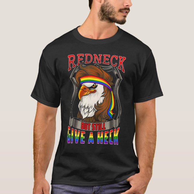 LGBT Ally Redneck Country Southern LGBTQ Bald Eagl T Shirt (Framsida)