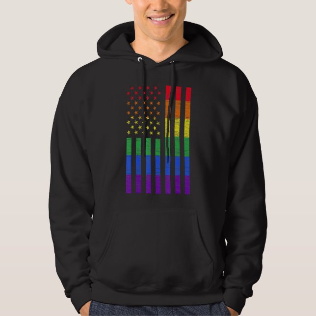 Lgbt American Pride Rainbow Gay Lesbisk Bi Tr Hoodie (Framsida)