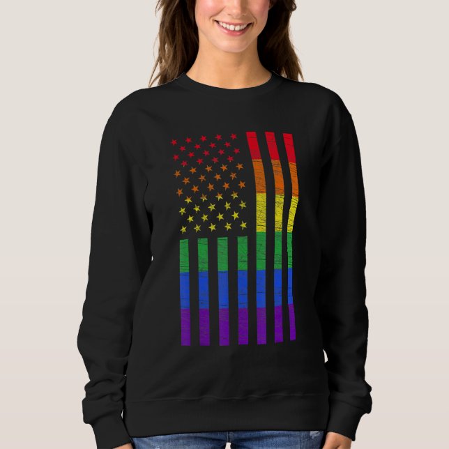 Lgbt American Pride Rainbow Gay Lesbisk Bisex T Shirt (Framsida)