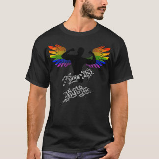 LGBT Angel upphör aldrig att bekämpa Gay pride Vin T Shirt