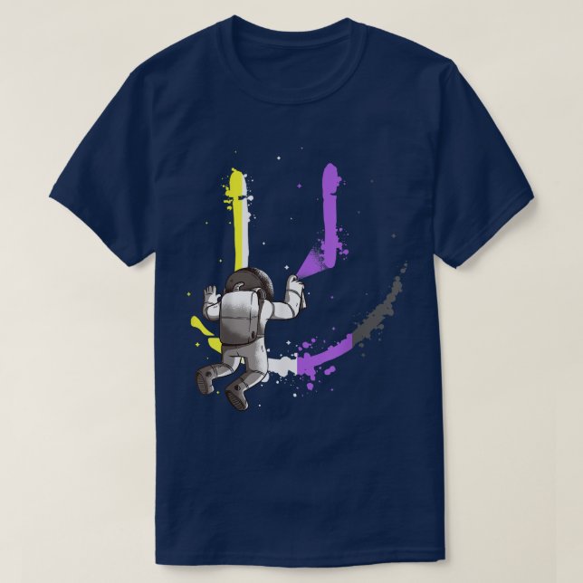 LGBT Astronaut Paint Smile Nonbinary Pride Genderq T Shirt (Design framsida)